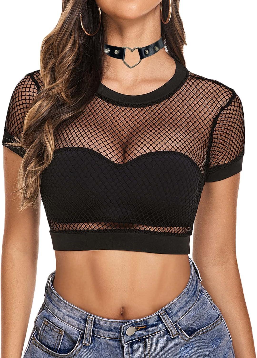 Explore Avidlove's Trendy Y2K Mesh ‍& Fishnet⁢ Tops Collection