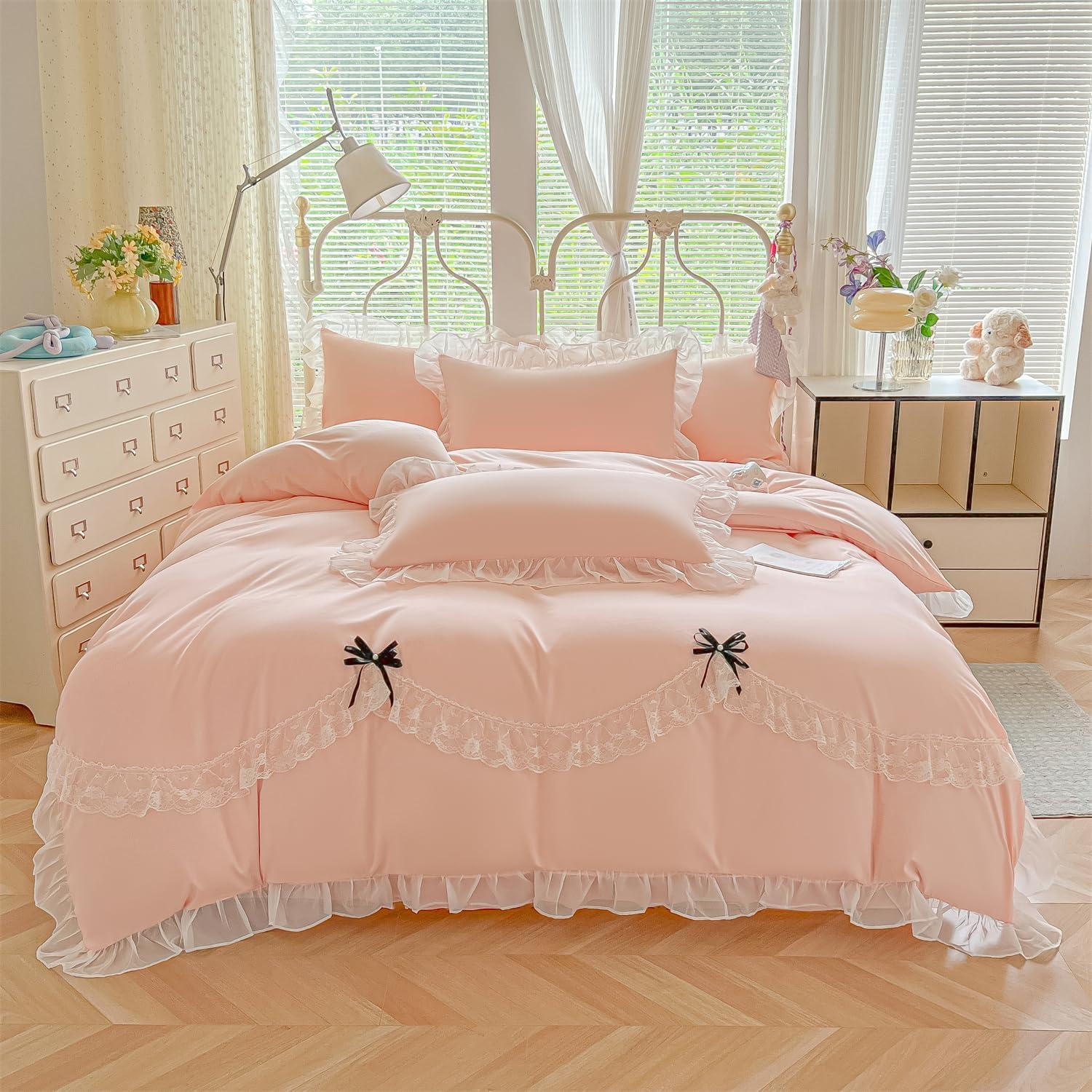 Romantic MOOWOO Bedding: Chic Lace & Bowtie Designs